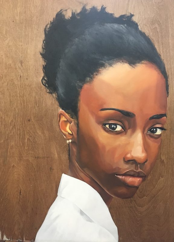 The Girl with Two Pearl Earrings, 2017, oil on canvas